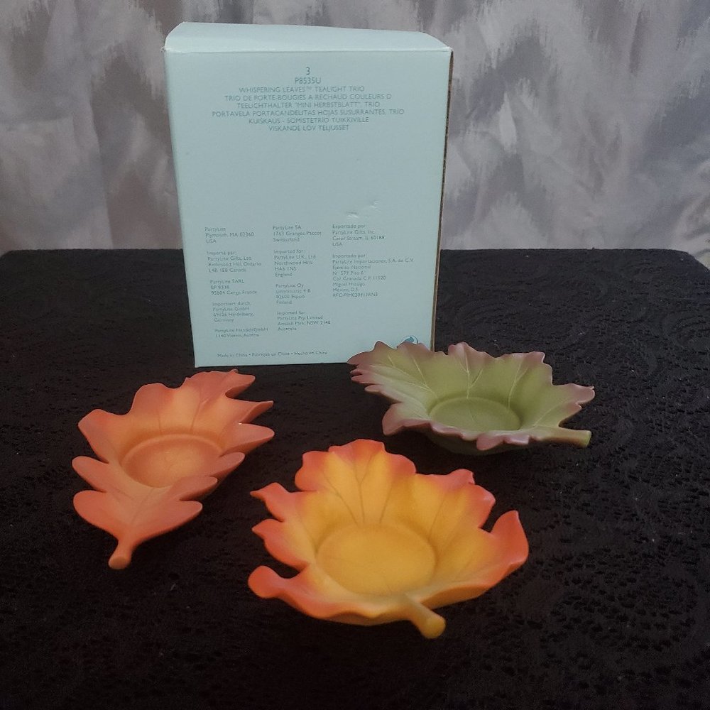PartyLite Whispering Leaves Tealight Trio - 3 pc set